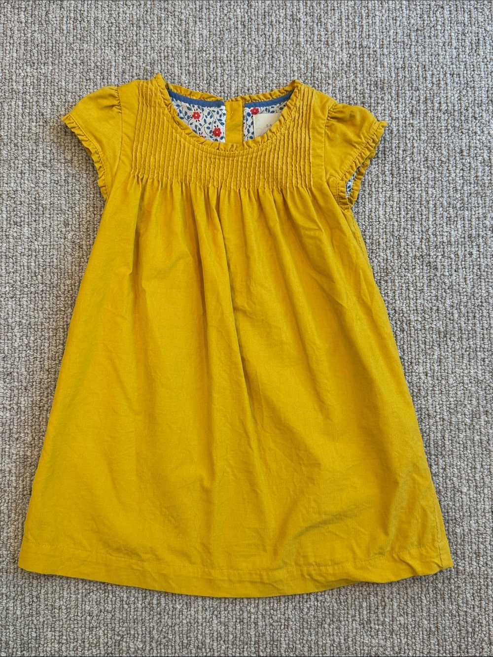 Mini Boden Mustard Yellow Smocked Corduroy Dress